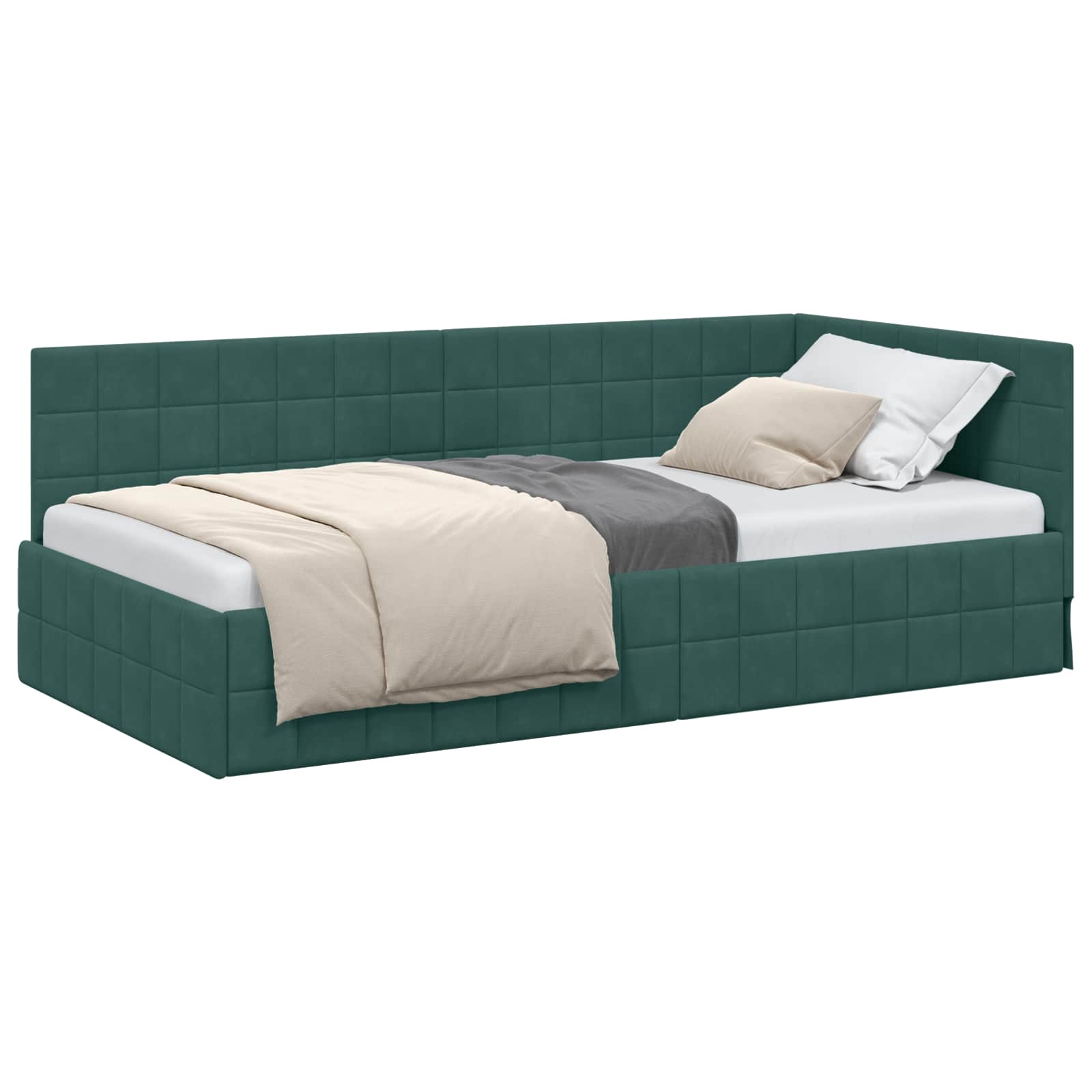 Cadre de lit d'angle Vert foncé 90 cm x 190 cm Velours - XIOS