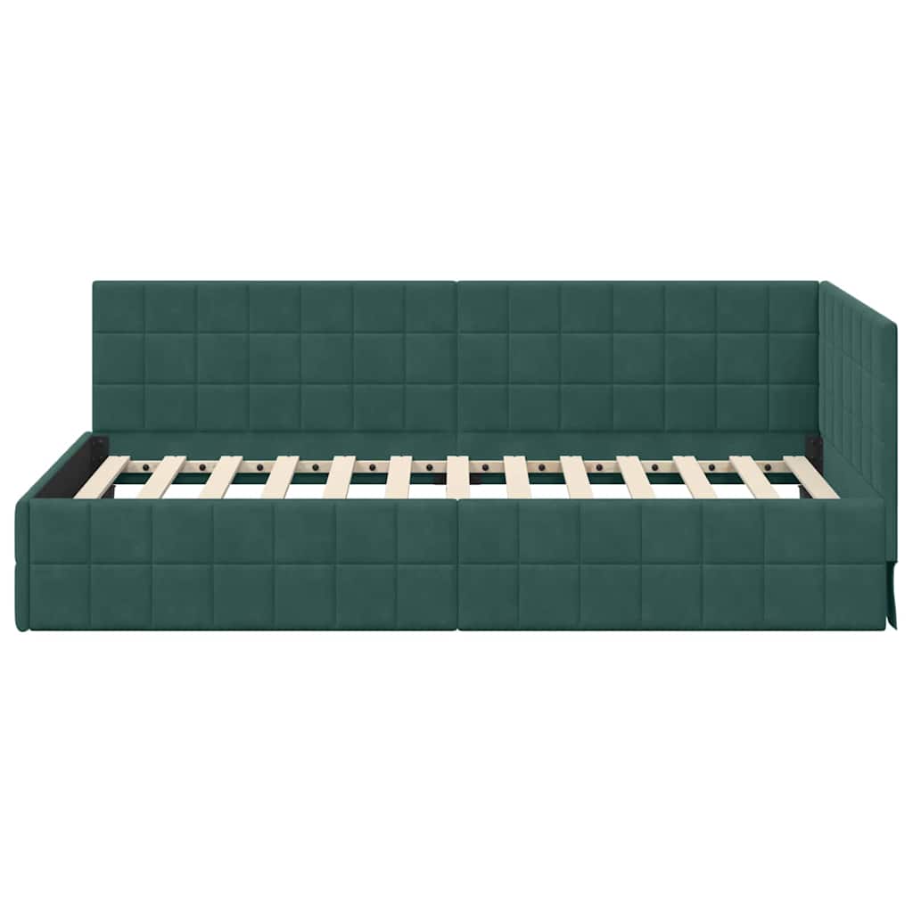 Cadre de lit d'angle Vert foncé 90 cm x 190 cm Velours - XIOS