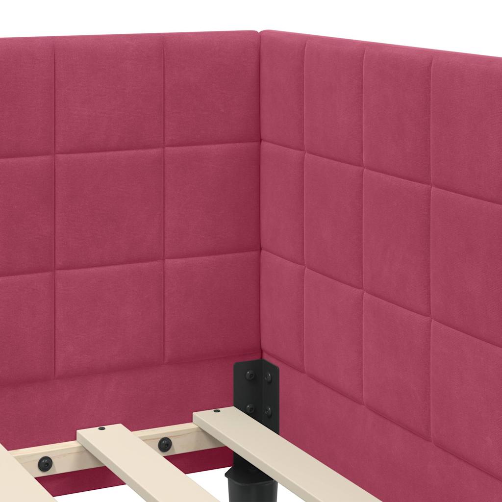 Cadre de lit d'angle Rouge bordeaux 90 x 190 cm Velours - XIOS