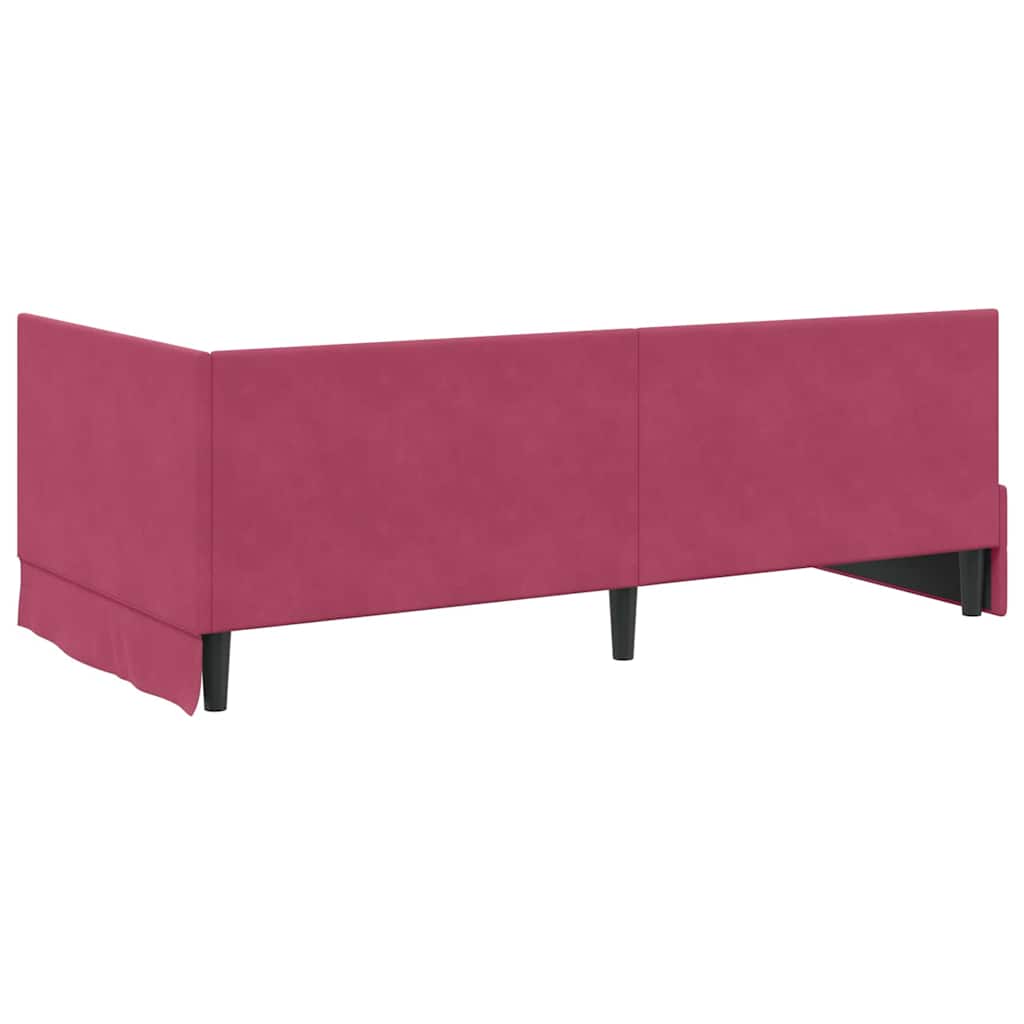 Cadre de lit d'angle Rouge bordeaux 90 x 190 cm Velours - XIOS