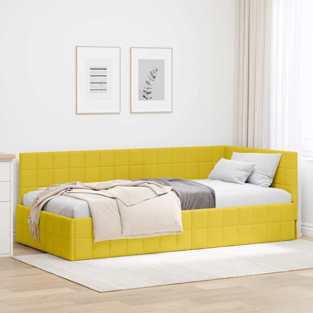Cadre de lit d'angle Jaune 90 cm x 190 cm Velours - XIOS