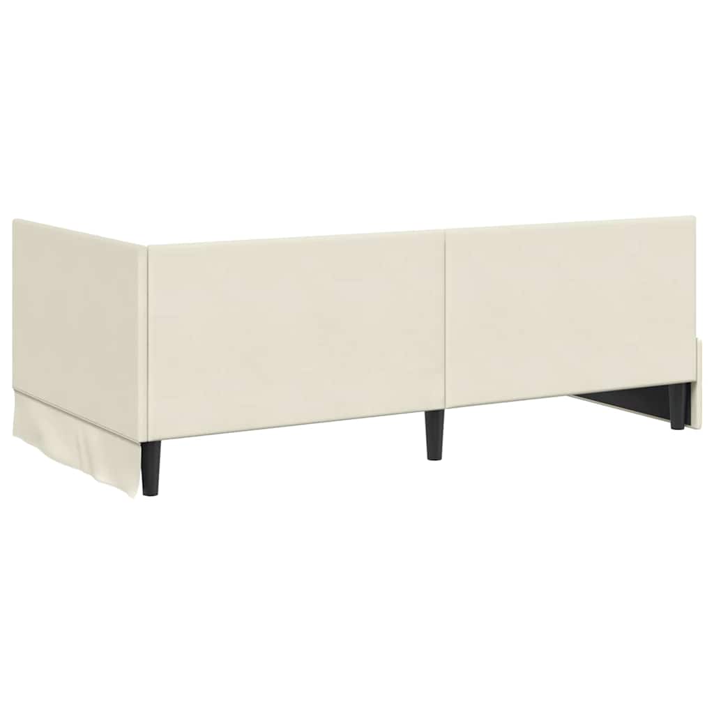 Cadre de lit d'angle avec tête de lit Crème 90 x 190 cm Velours - XIOS