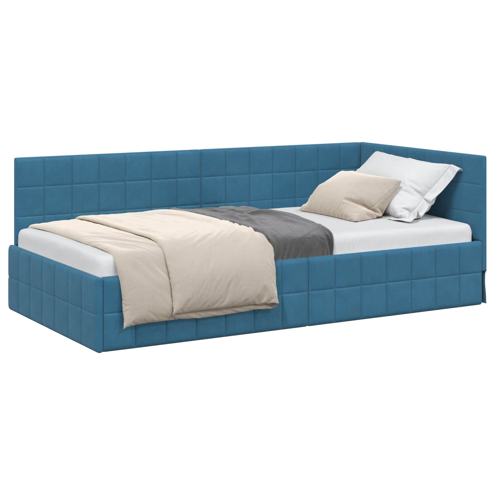 Cadre de lit d'angle Bleu 90 cm x 200 cm Velours - XIOS