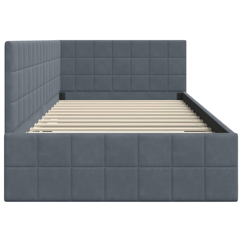 Cadre de lit d'angle Gris foncé 90 cm x 200 cm Velours