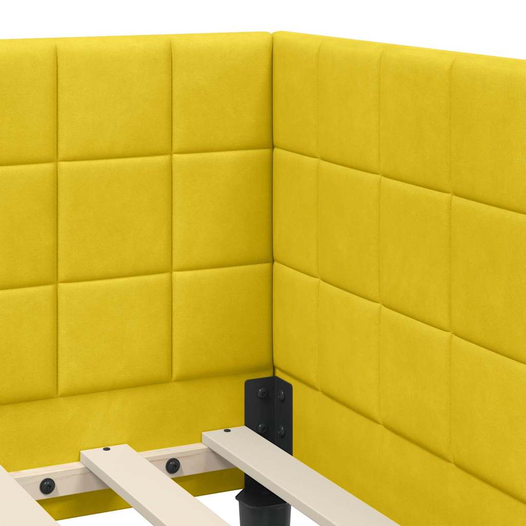 Cadre de lit d'angle avec tête de lit Jaune 90 x 200 cm Velours - XIOS