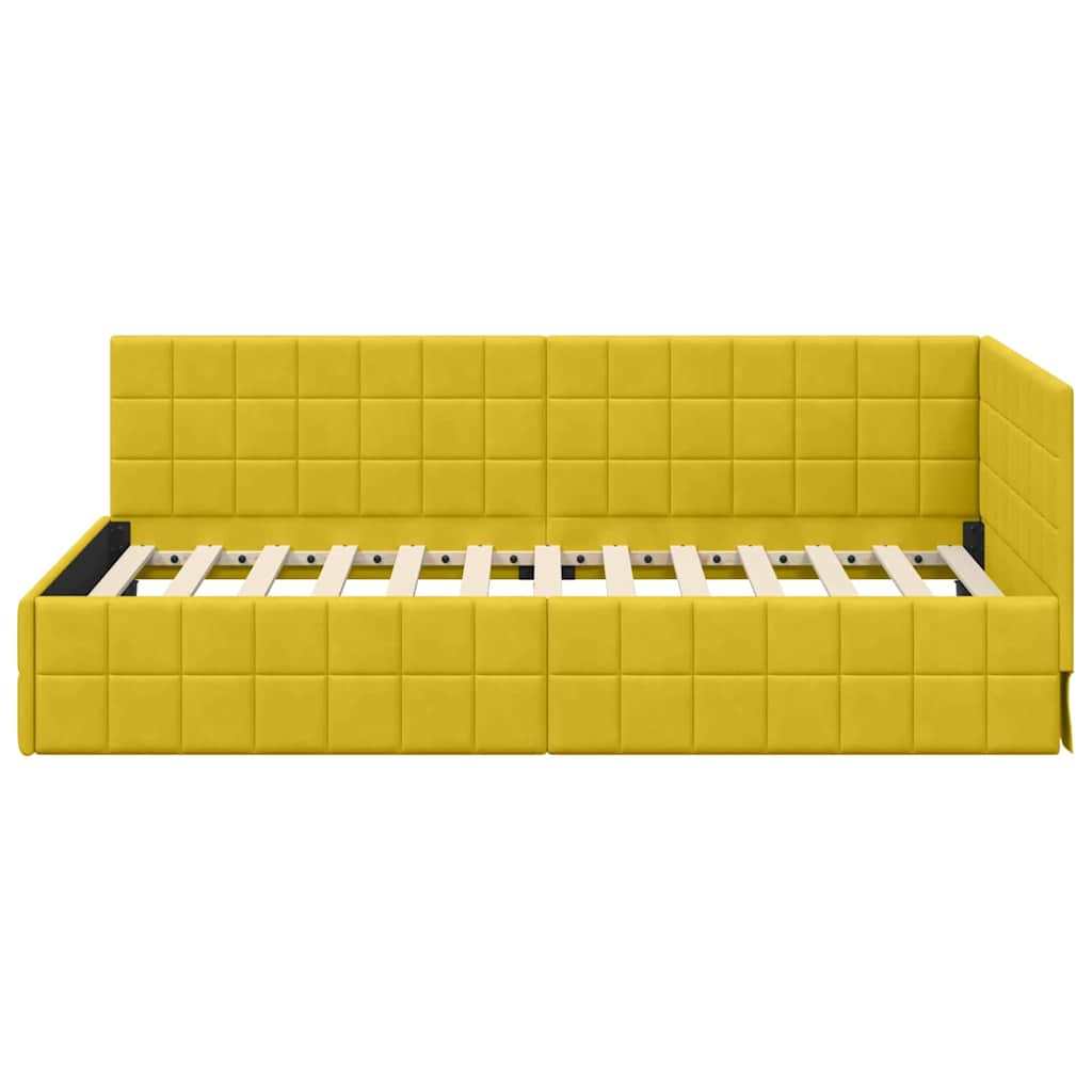 Cadre de lit d'angle avec tête de lit Jaune 90 x 200 cm Velours - XIOS