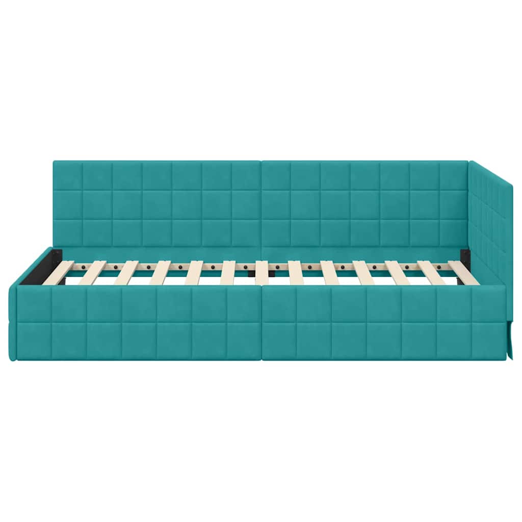 Cadre de lit d'angle Turquoise 90 cm x 200 cm Velours - XIOS