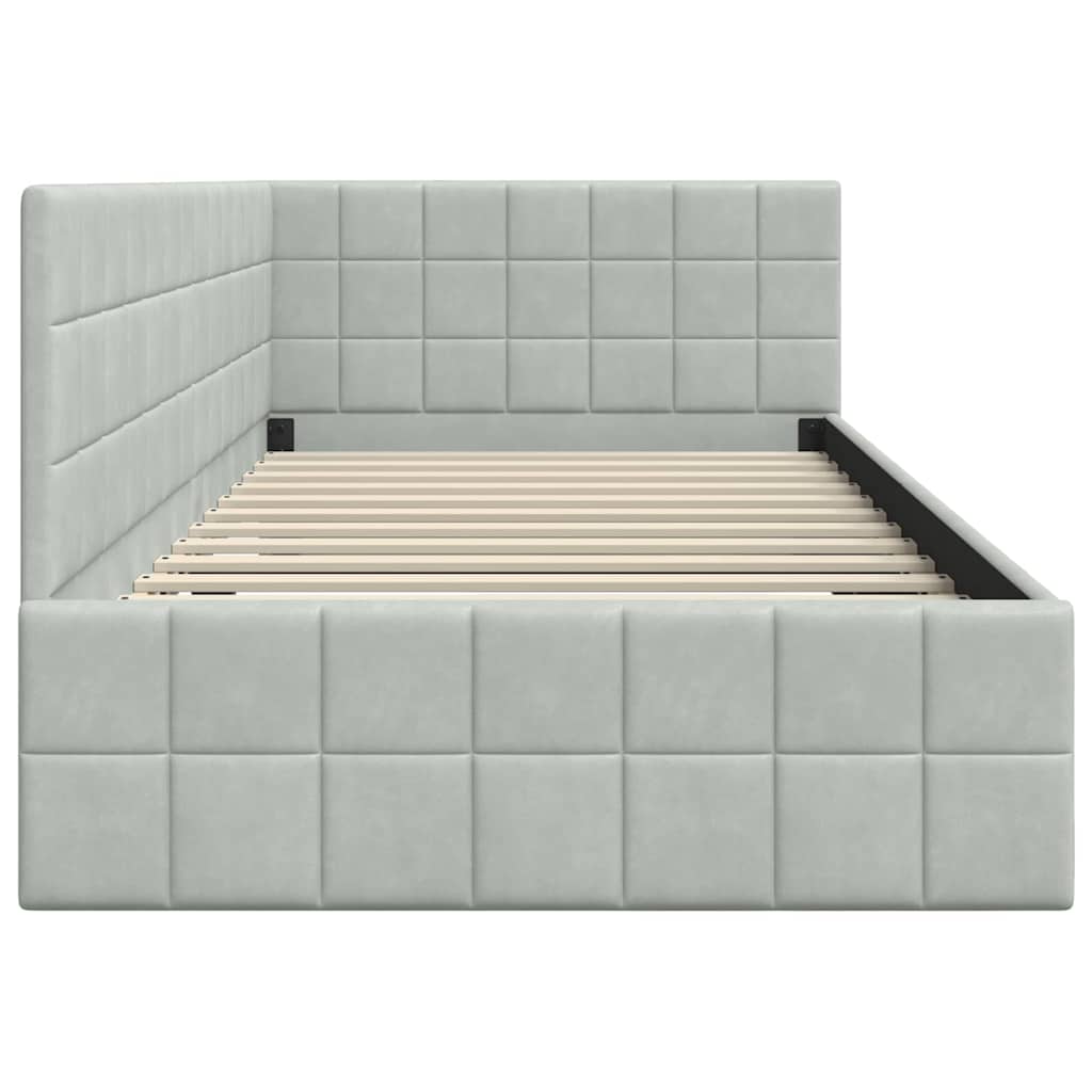 Cadre de lit d'angle Gris clair 100 cm x 200 cm Velours - XIOS