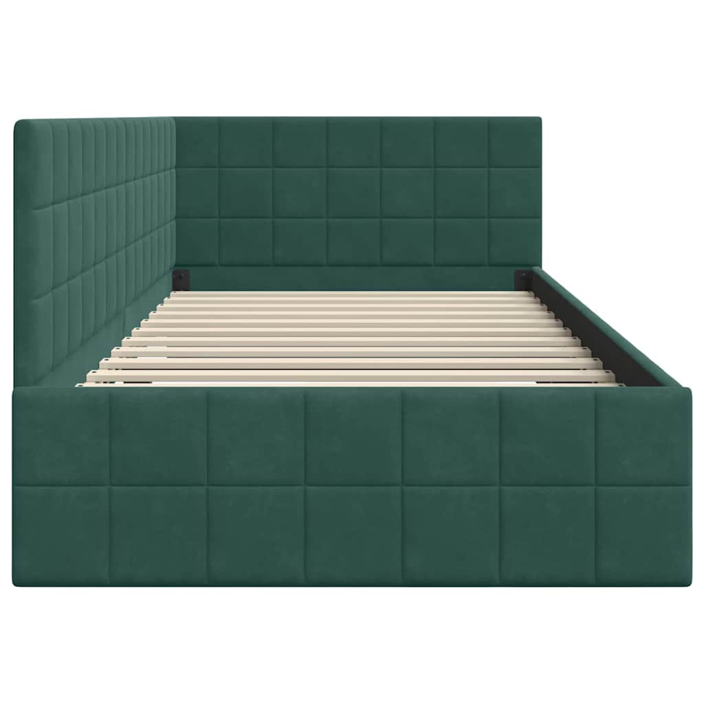 Cadre de lit d'angle Vert foncé 100 cm x 200 cm Velours - XIOS