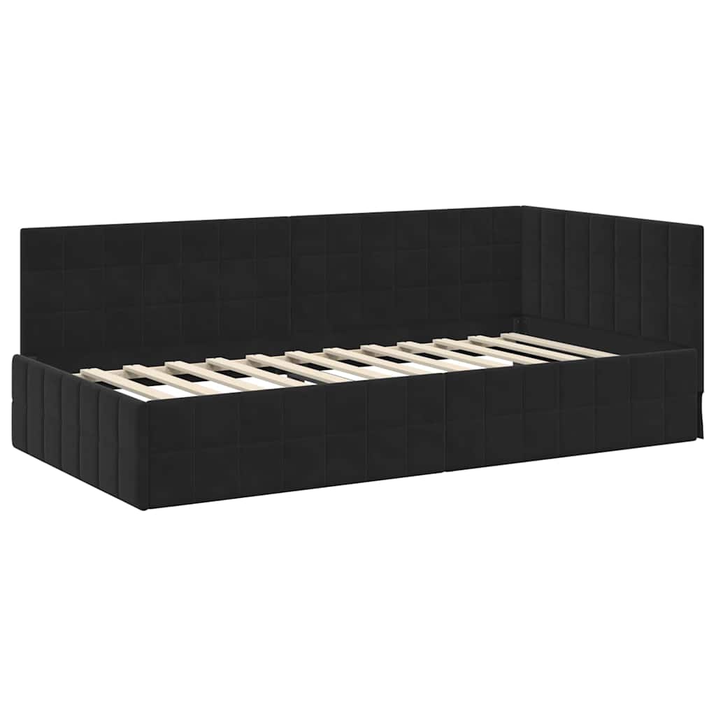 Cadre de lit d'angle Noir 100 cm x 200 cm Velours