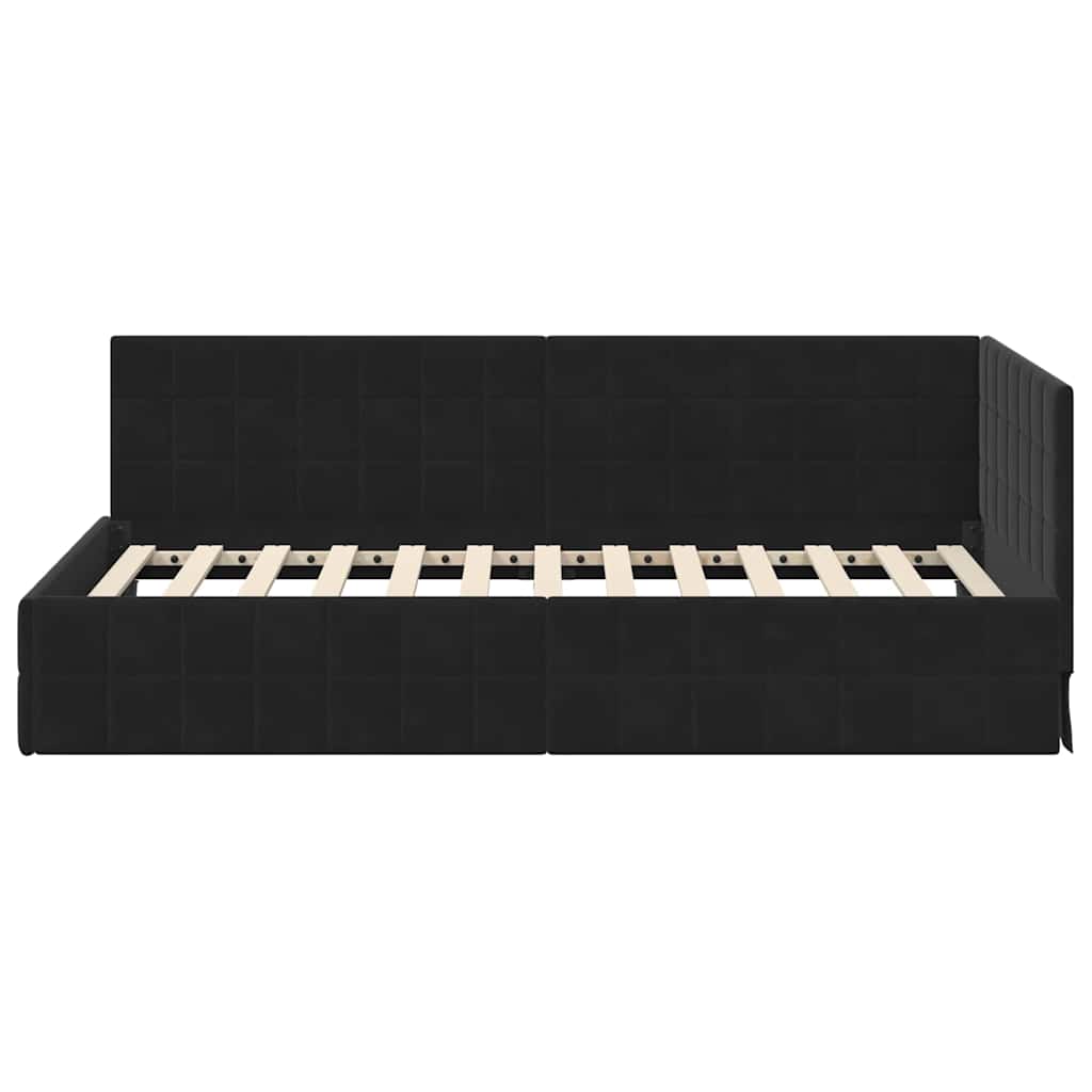 Cadre de lit d'angle Noir 100 cm x 200 cm Velours