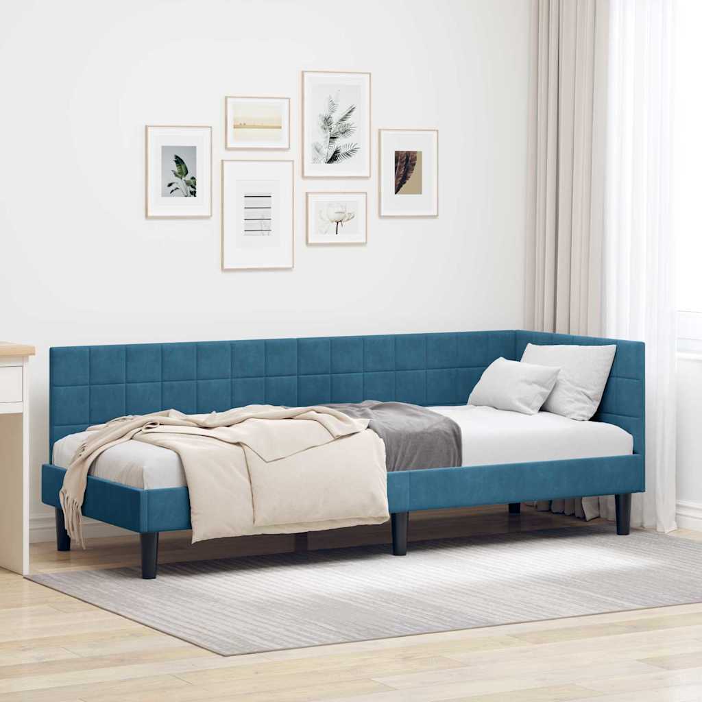 Cadre de lit d'angle Bleu 80 cm x 200 cm Velours - XIOS