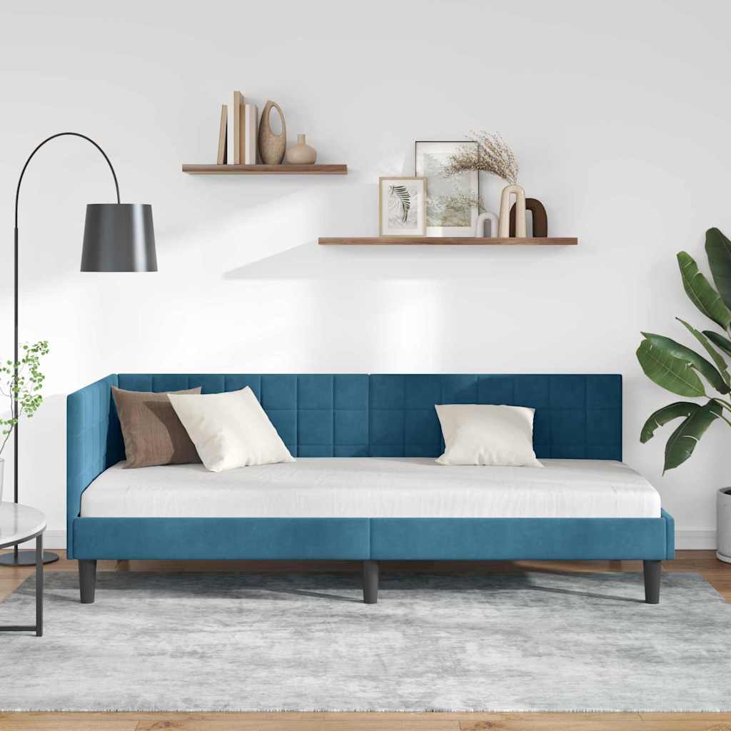 Cadre de lit d'angle Bleu 80 cm x 200 cm Velours - XIOS