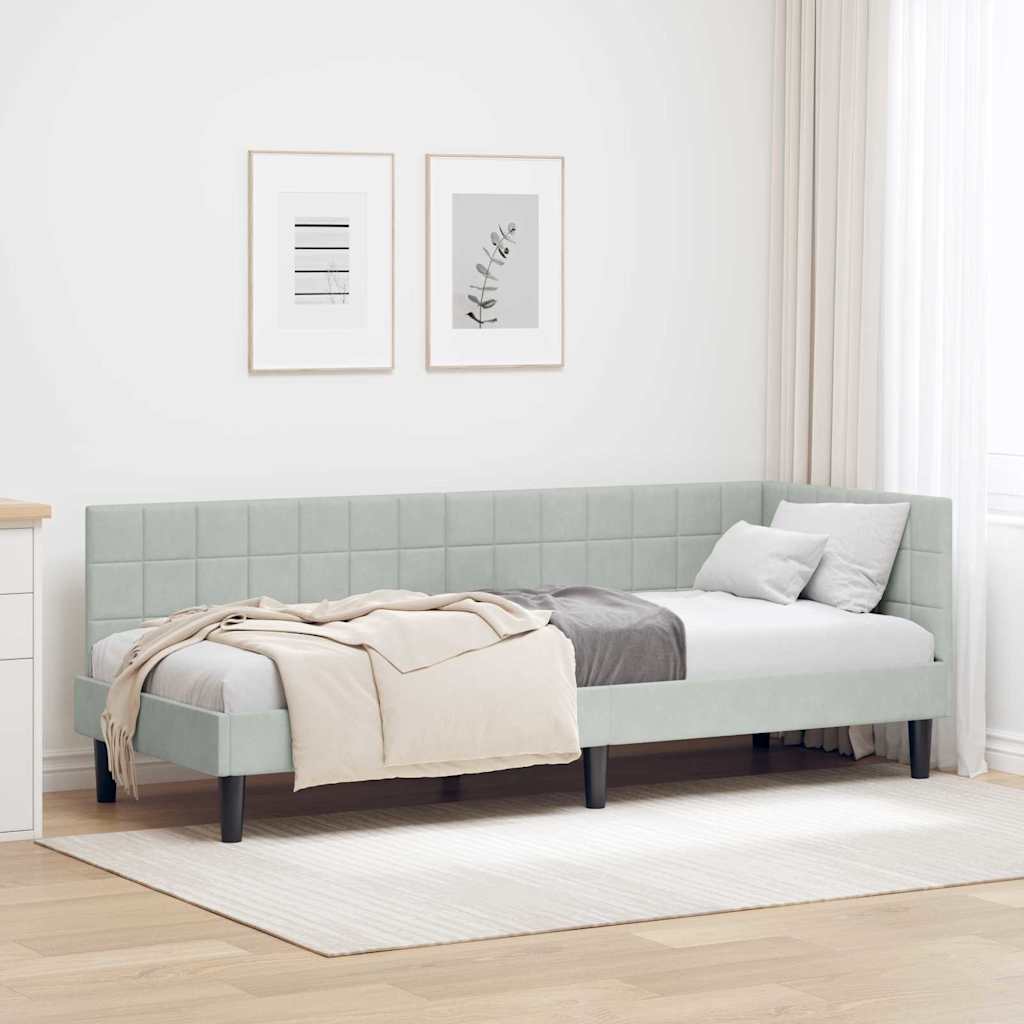 Cadre de lit d'angle Gris clair 80 cm x 200 cm Velours - XIOS