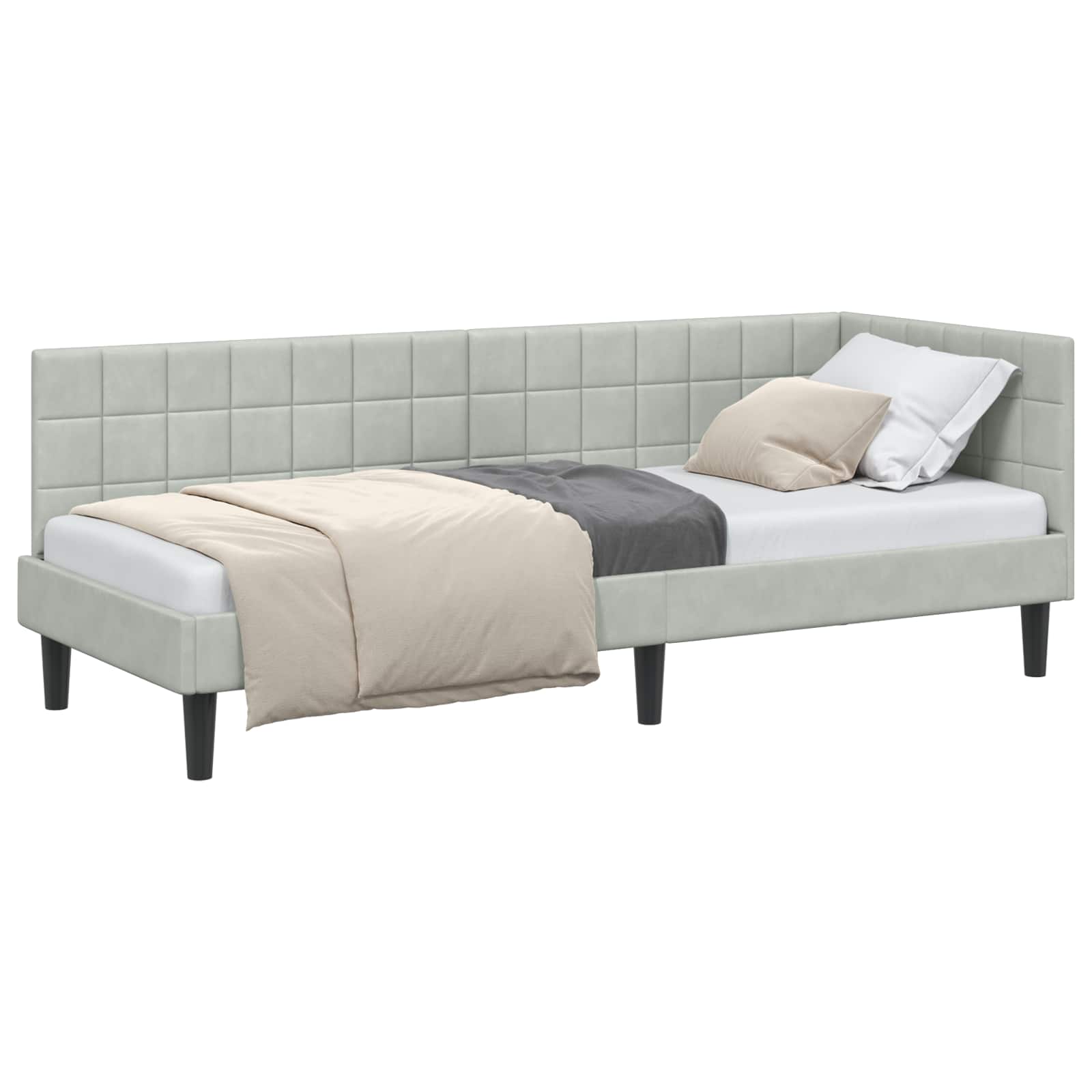Cadre de lit d'angle Gris clair 80 cm x 200 cm Velours - XIOS