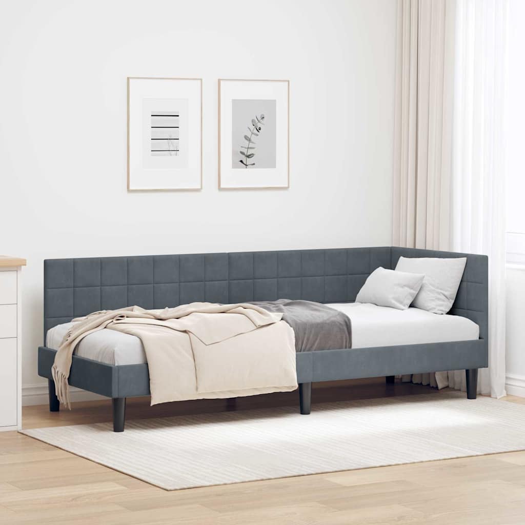 Cadre de lit d'angle Gris foncé 80 cm x 200 cm Velours - XIOS