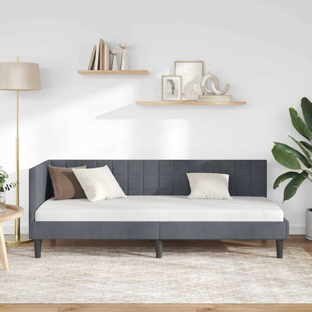 Cadre de lit d'angle Gris foncé 80 cm x 200 cm Velours - XIOS