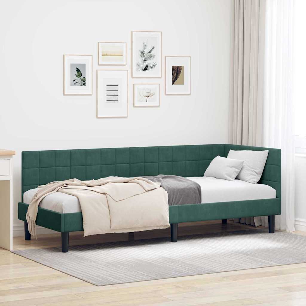 Cadre de lit d'angle Vert foncé 80 cm x 200 cm Velours - XIOS