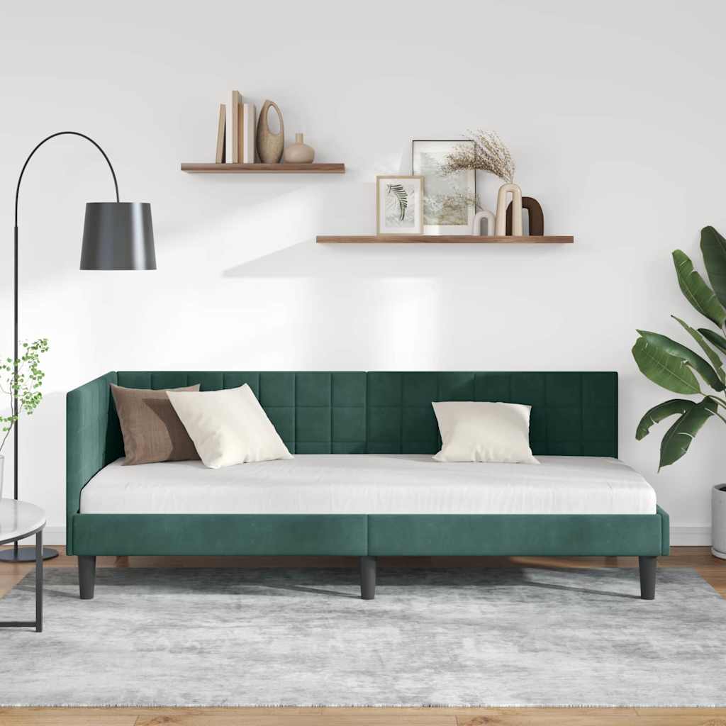 Cadre de lit d'angle Vert foncé 80 cm x 200 cm Velours - XIOS