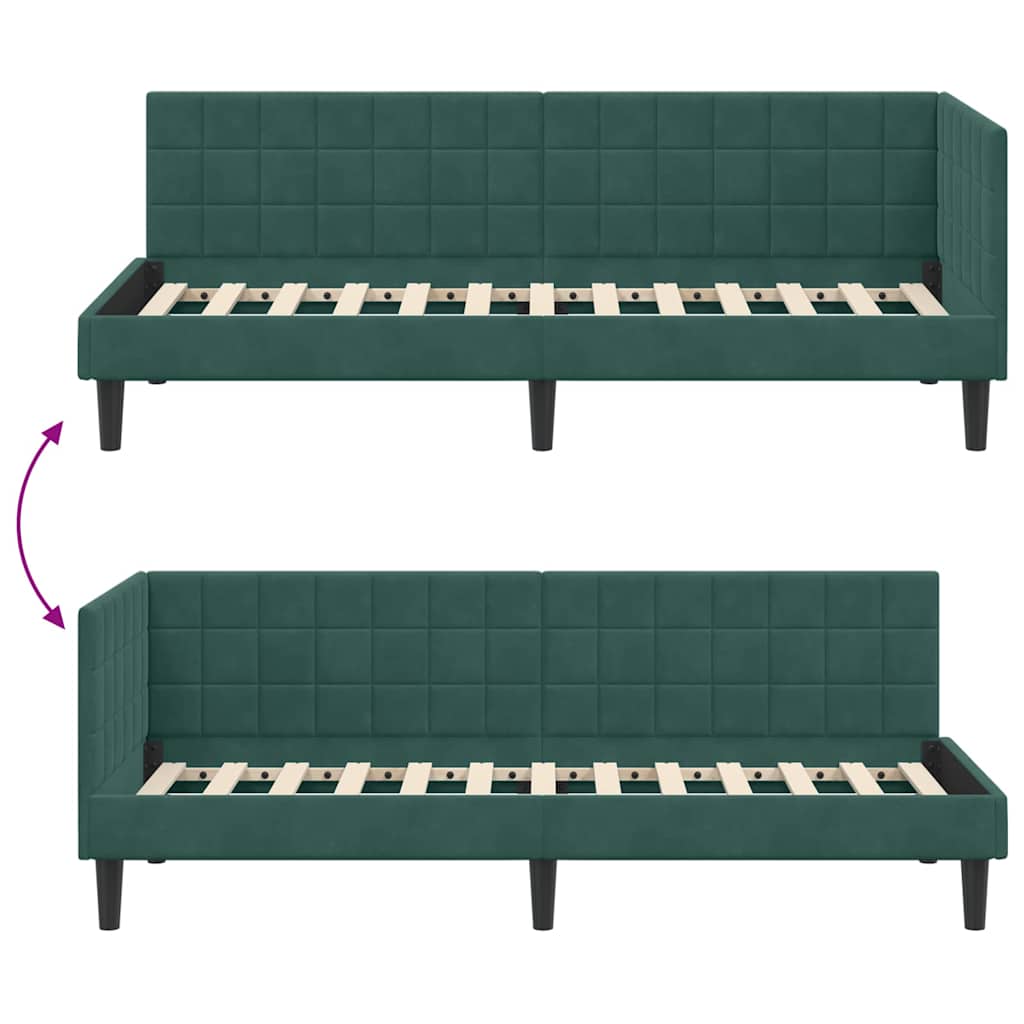 Cadre de lit d'angle Vert foncé 80 cm x 200 cm Velours - XIOS