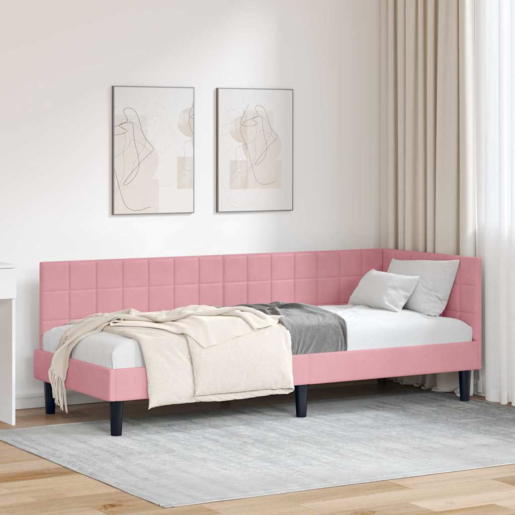 Cadre de lit d'angle Rose 80 cm x 200 cm Velours - XIOS