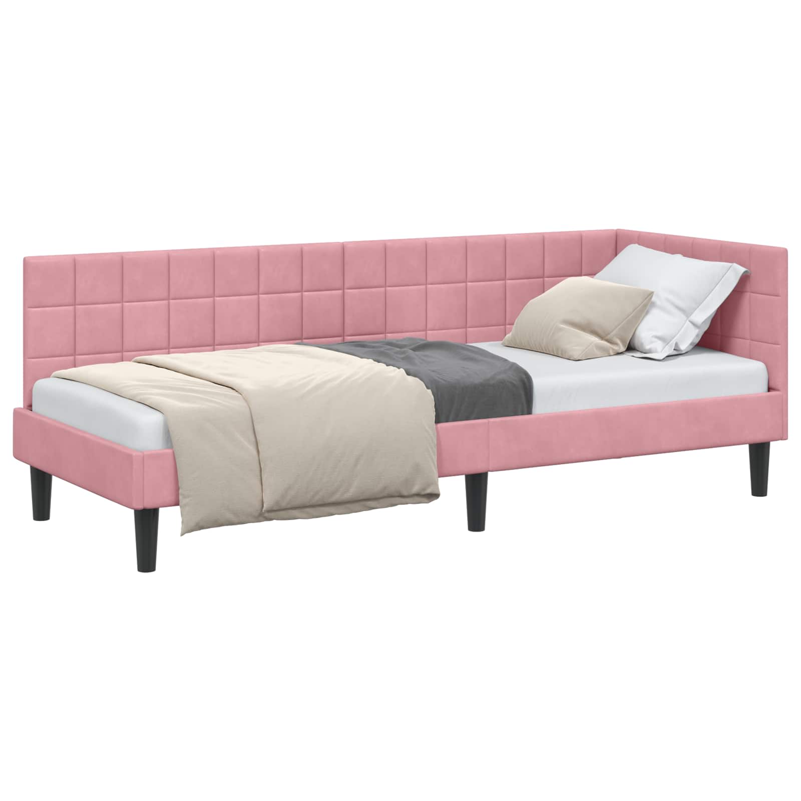Cadre de lit d'angle Rose 80 cm x 200 cm Velours - XIOS