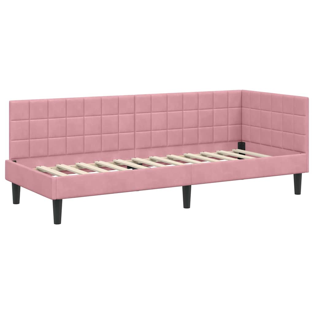 Cadre de lit d'angle Rose 80 cm x 200 cm Velours - XIOS