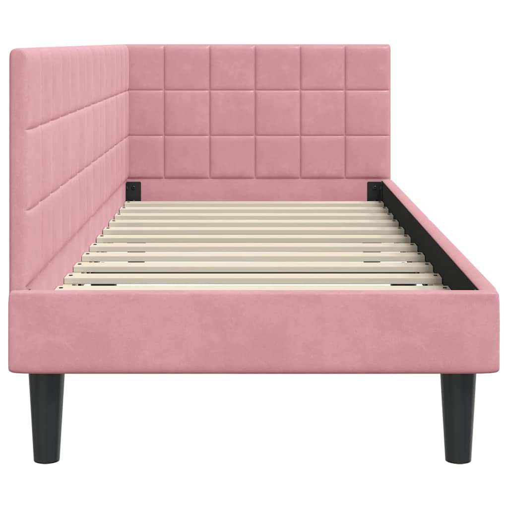 Cadre de lit d'angle Rose 80 cm x 200 cm Velours - XIOS