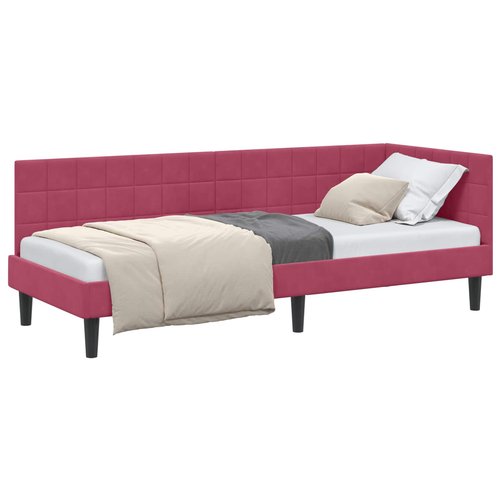 Cadre de lit d'angle Bordeaux 80 cm x 200 cm Velours - XIOS