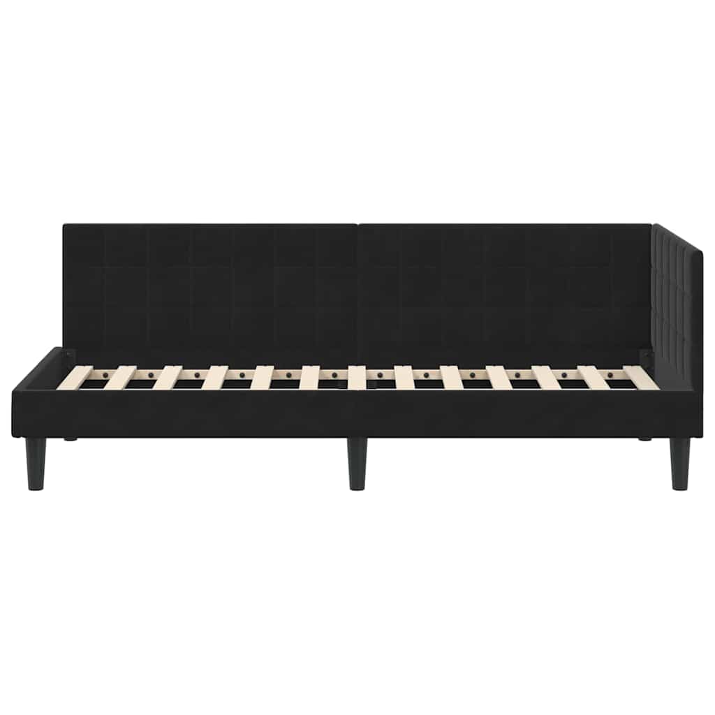 Cadre de lit d'angle avec tête de lit Noir 80 x 200 cm Velours - XIOS