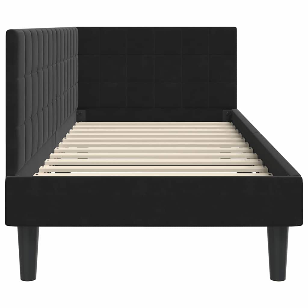 Cadre de lit d'angle avec tête de lit Noir 80 x 200 cm Velours - XIOS