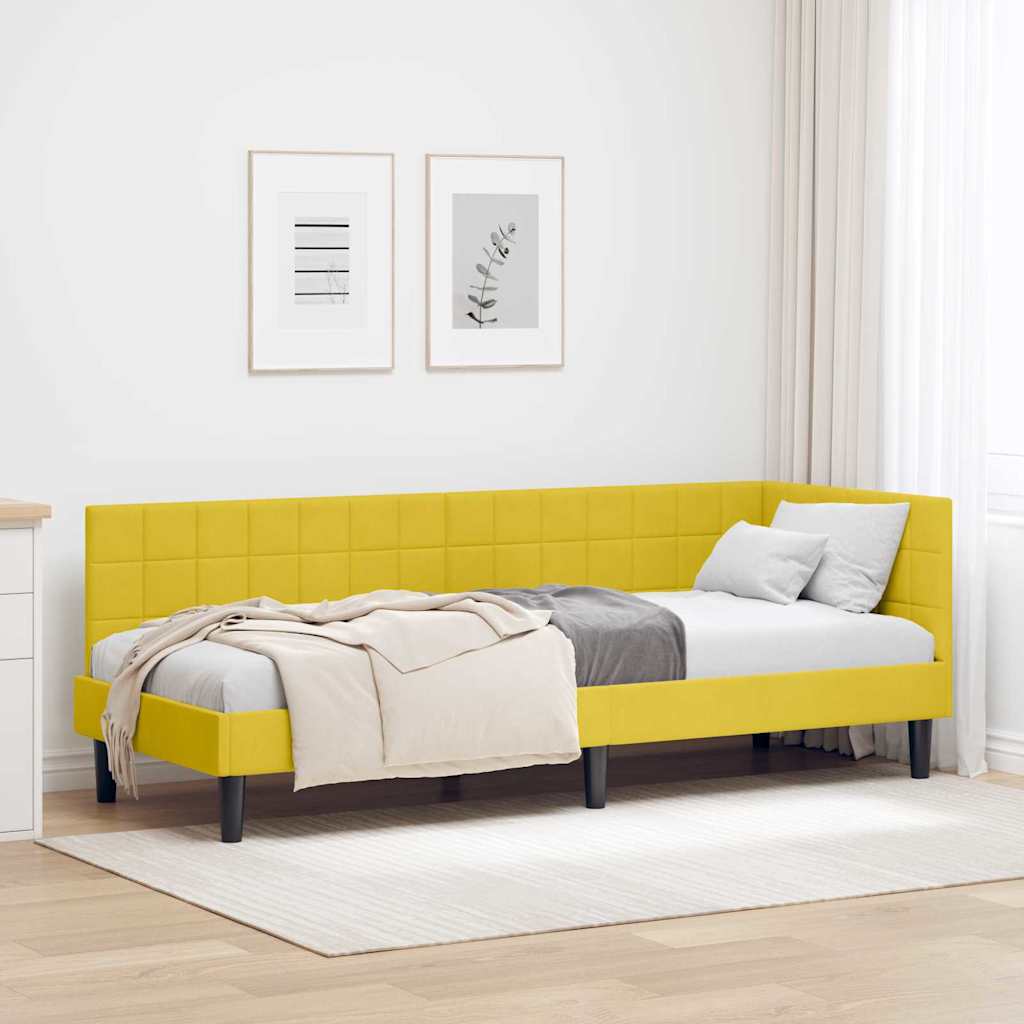 Cadre de lit d'angle Jaune 80 cm x 200 cm Velours - XIOS