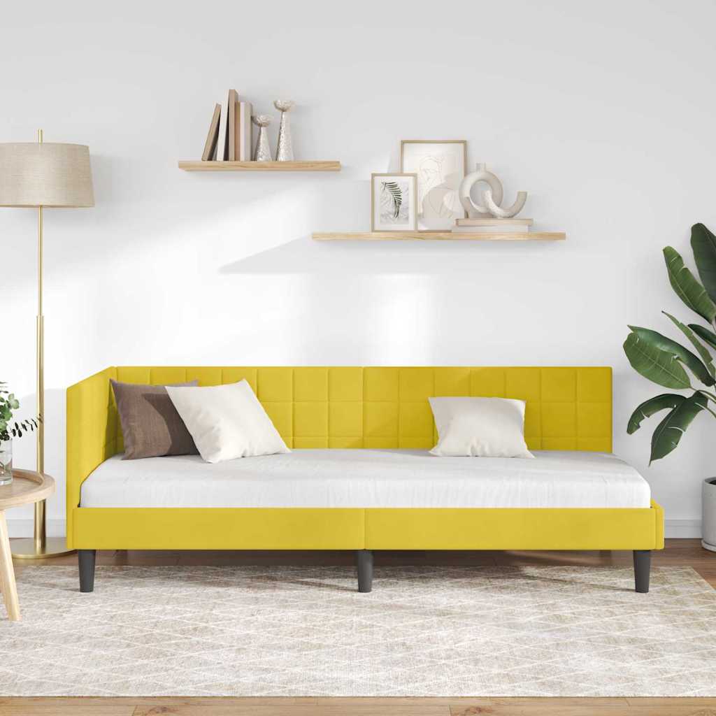 Cadre de lit d'angle Jaune 80 cm x 200 cm Velours - XIOS
