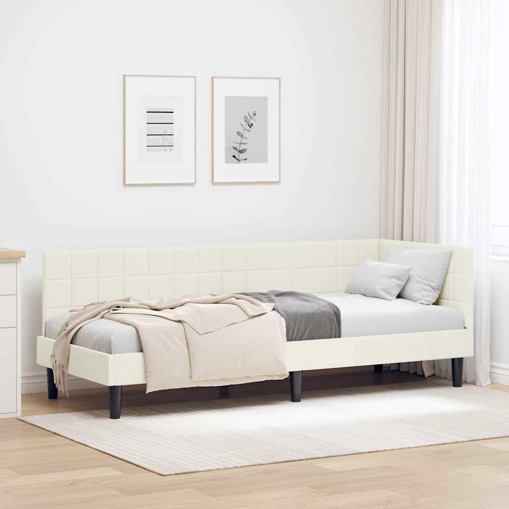 Cadre de lit d'angle Crème 80 cm x 200 cm Velours - XIOS