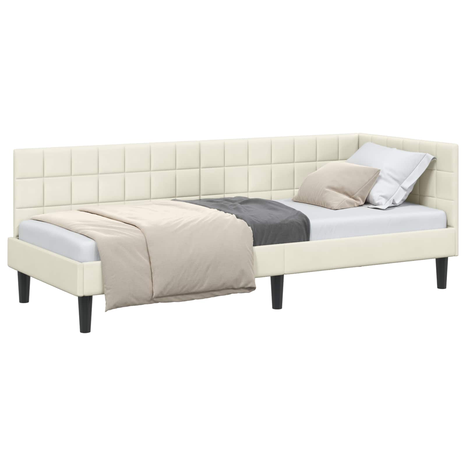 Cadre de lit d'angle Crème 80 cm x 200 cm Velours - XIOS