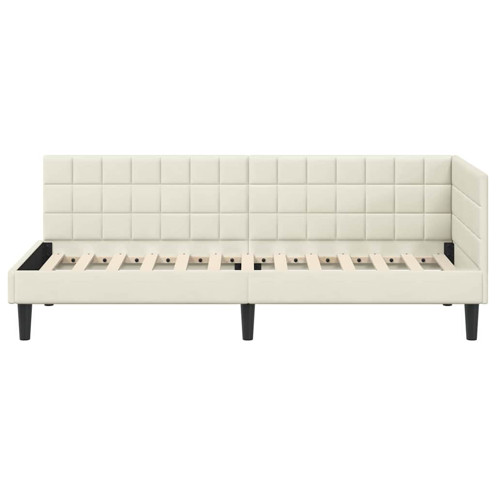 Cadre de lit d'angle Crème 80 cm x 200 cm Velours - XIOS