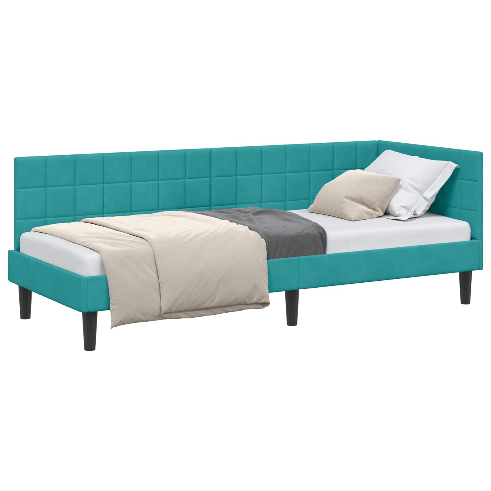 Cadre de lit d'angle Turquoise 80 cm x 200 cm Velours - XIOS