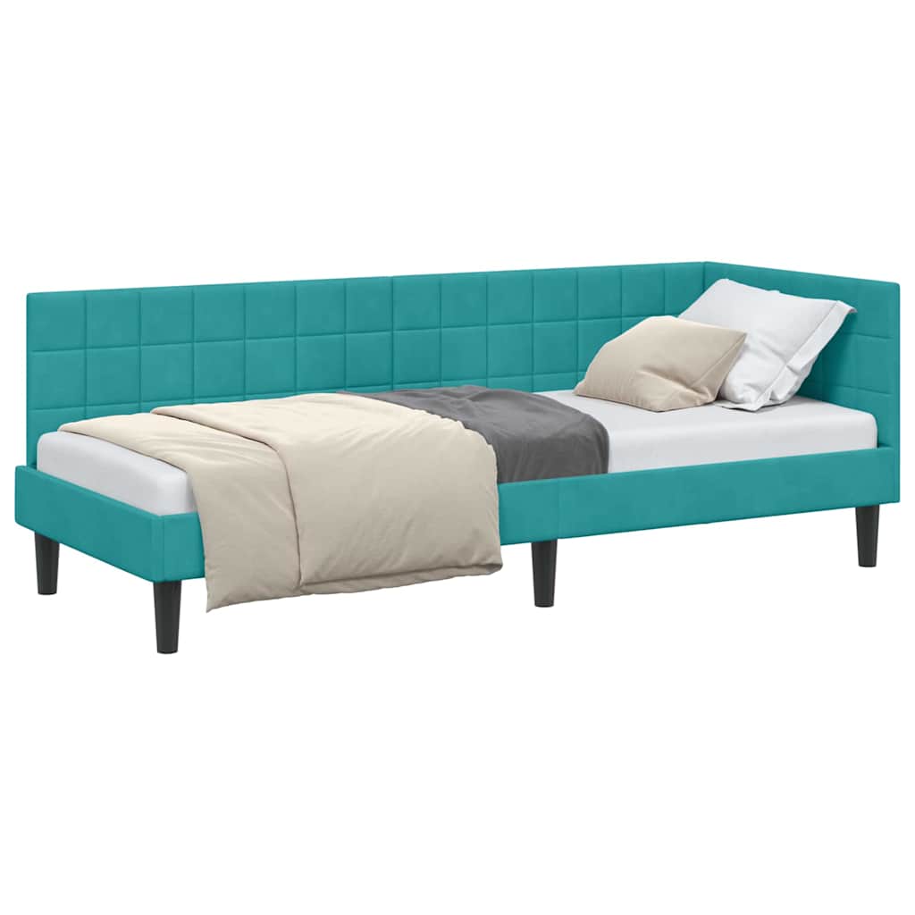 Cadre de lit d'angle Turquoise 80 x 200 cm Velours - XIOS