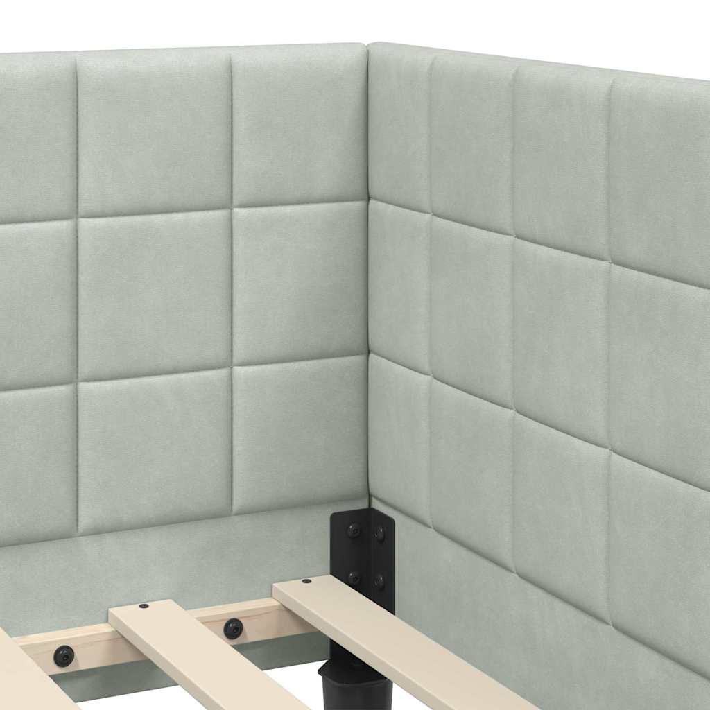 Cadre de lit d'angle Gris clair 90 x 200 cm Velours - XIOS