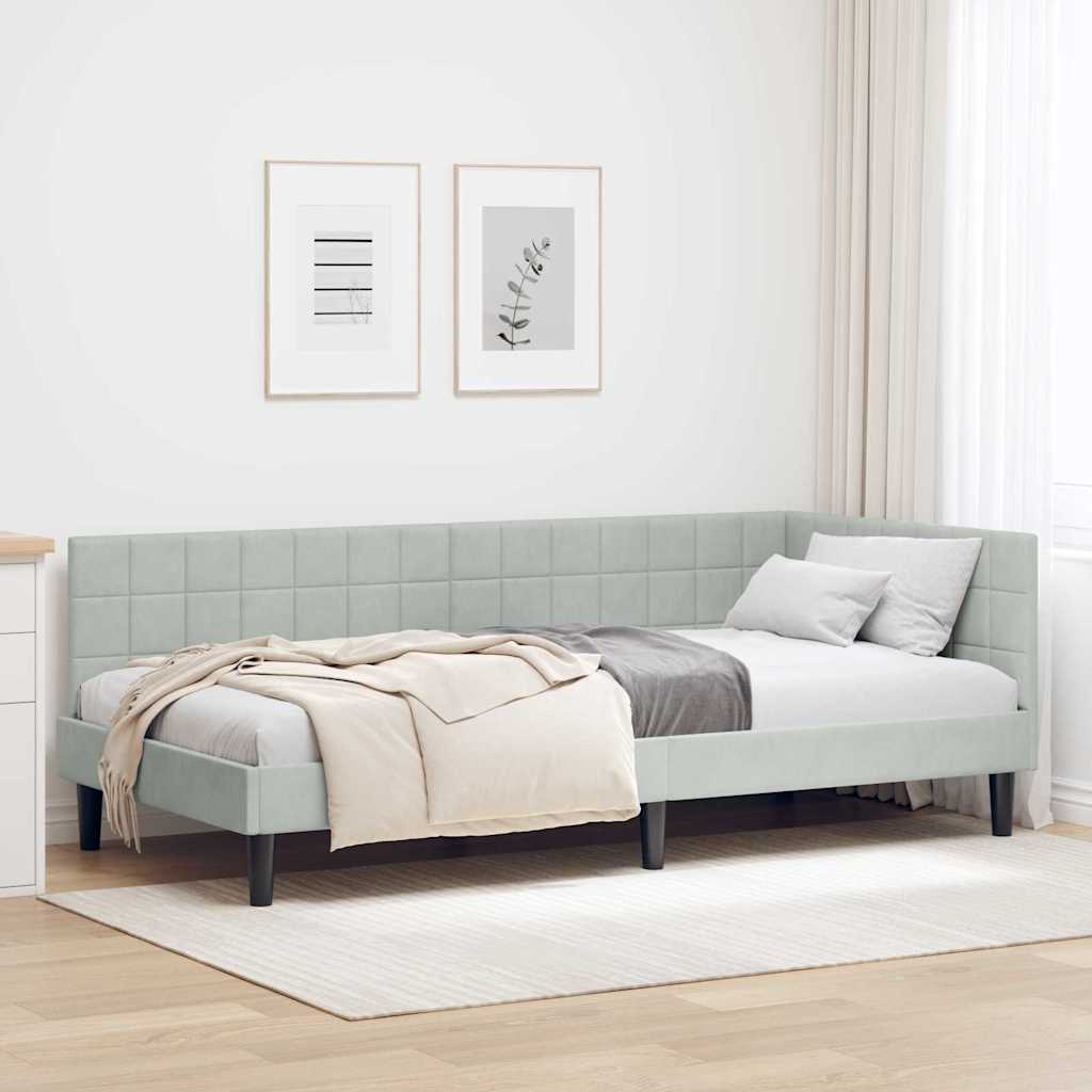 Cadre de lit d'angle Gris clair 90 x 200 cm Velours - XIOS