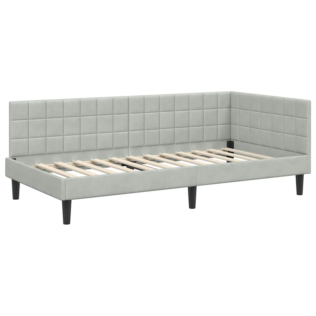 Cadre de lit d'angle Gris clair 90 x 200 cm Velours - XIOS