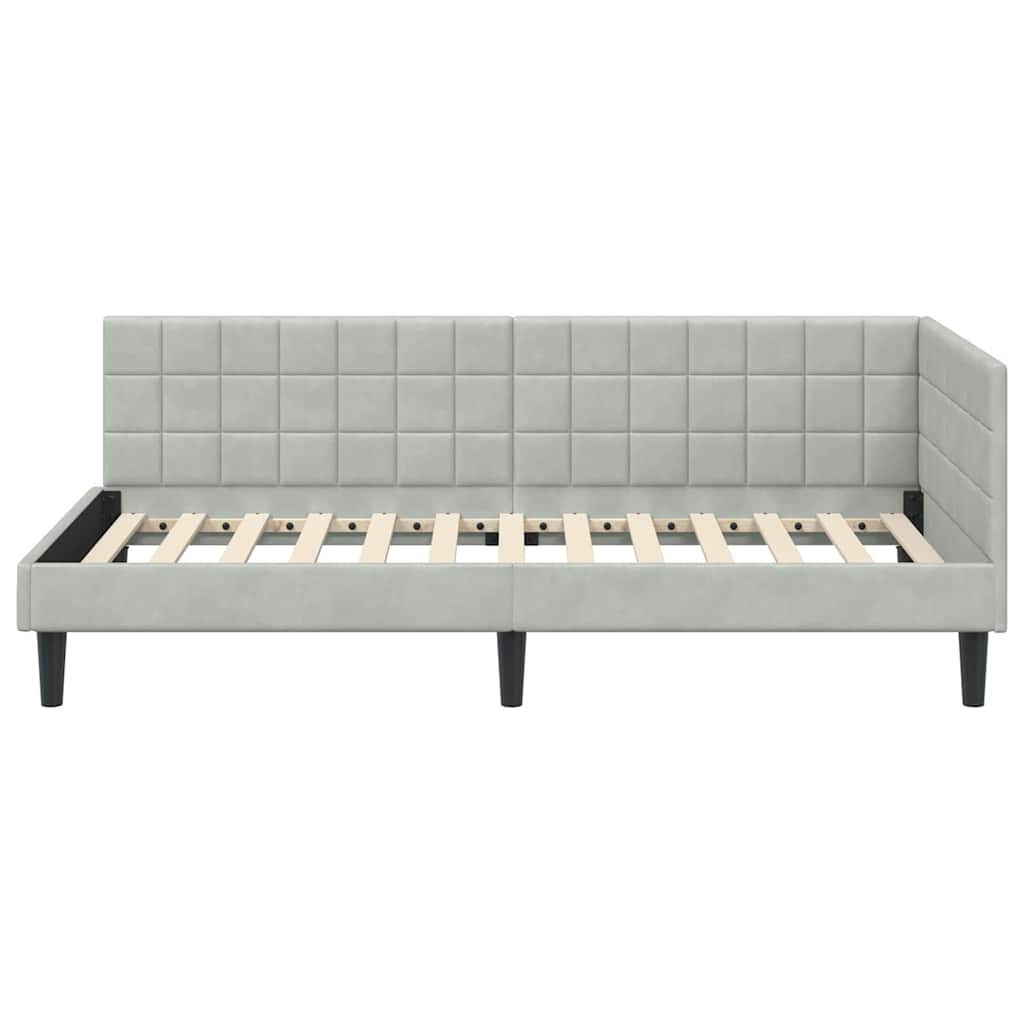 Cadre de lit d'angle Gris clair 90 x 200 cm Velours - XIOS