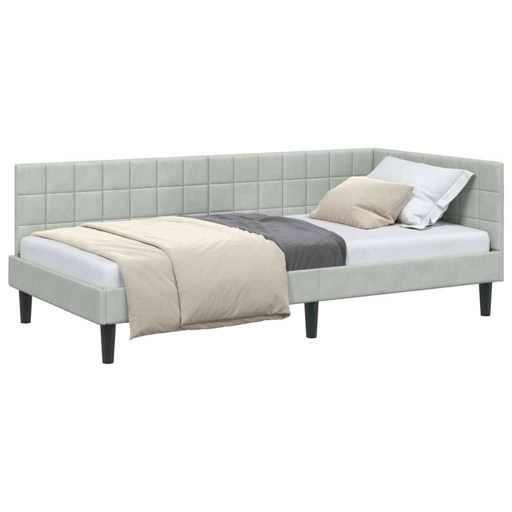 Cadre de lit d'angle Gris clair 90 x 200 cm Velours - XIOS