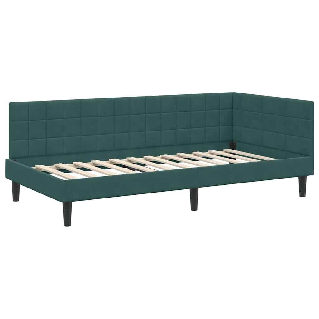 Cadre de lit d'angle Vert foncé 90 cm x 200 cm Velours - XIOS