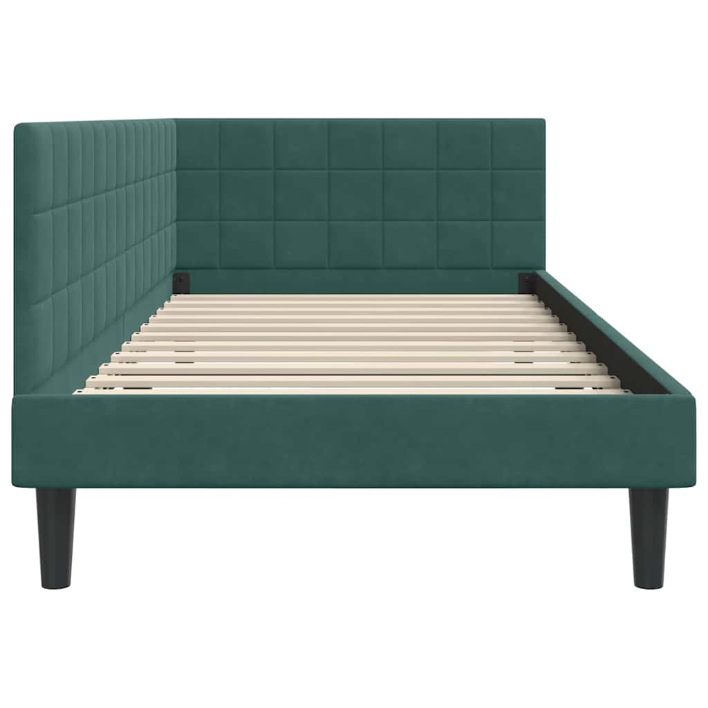 Cadre de lit d'angle Vert foncé 90 cm x 200 cm Velours - XIOS