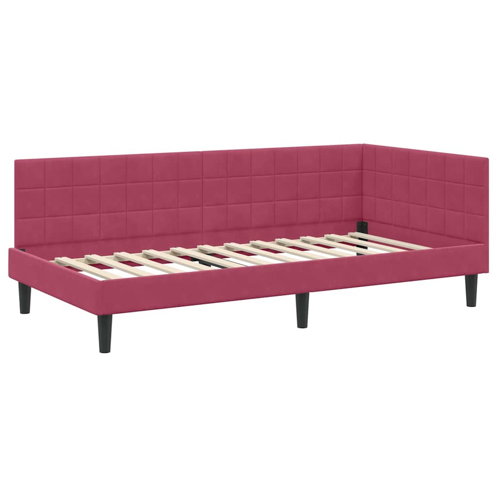 Cadre de lit d'angle Rouge bordeaux 90 x 200 cm Velours - XIOS