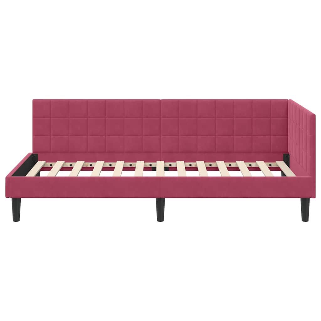 Cadre de lit d'angle Rouge bordeaux 90 x 200 cm Velours - XIOS
