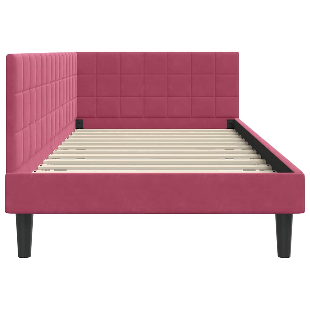 Cadre de lit d'angle Rouge bordeaux 90 x 200 cm Velours - XIOS