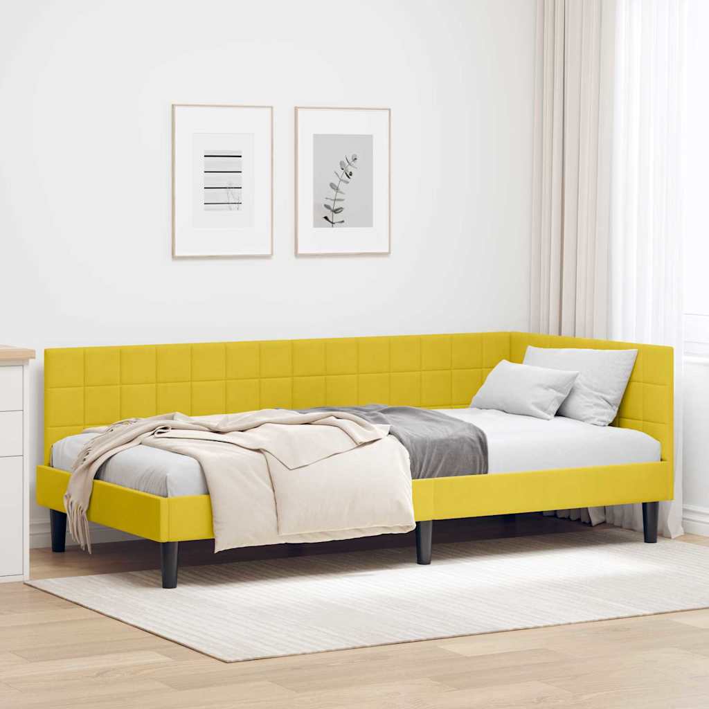 Cadre de lit d'angle avec tête de lit Jaune 90 x 200 cm Velours - XIOS
