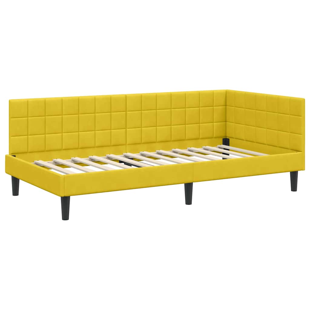 Cadre de lit d'angle avec tête de lit Jaune 90 x 200 cm Velours - XIOS